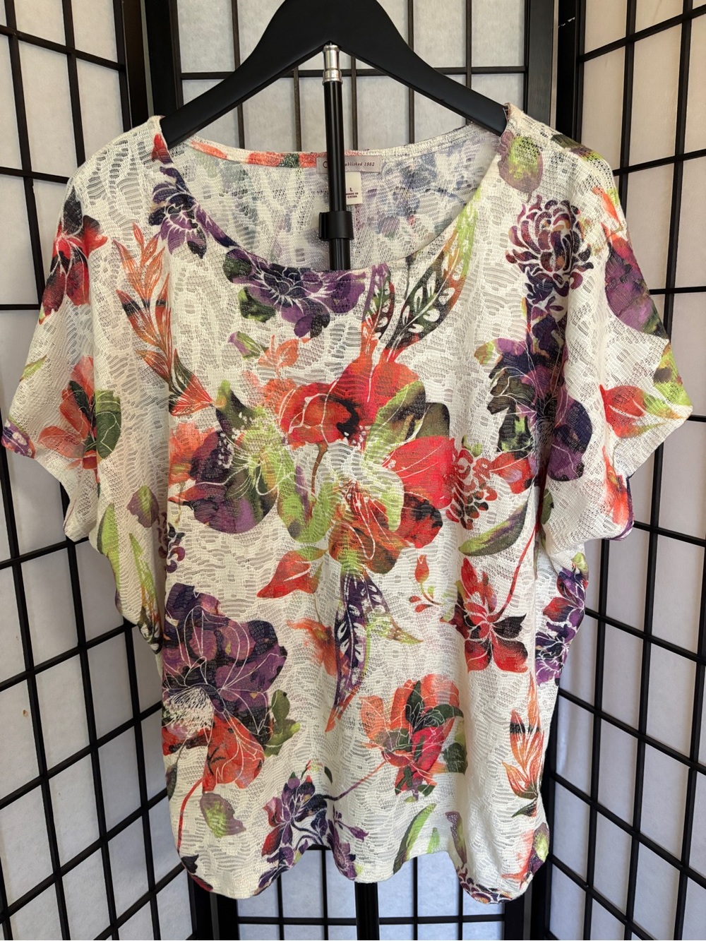 Christopher & Banks‎ Floral Textured Knit Top Large